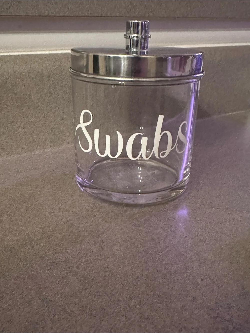 Clear Glass Swabs Jar with Silver Lid